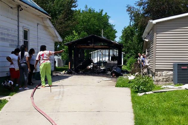 Garage fire damage