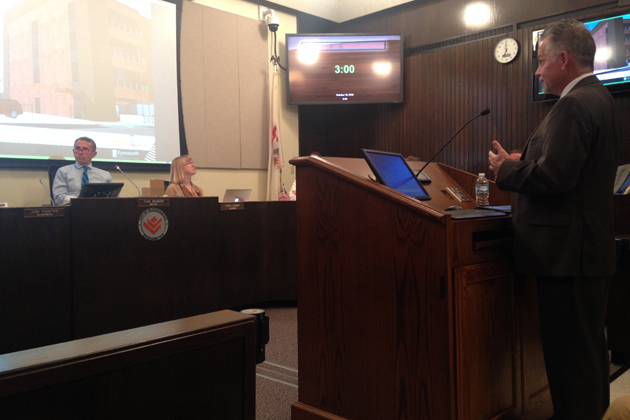 Developer David Bentley was one of two developers to present ideas for a downtown hotel at Monday night's Committee of the Whole meeting. (Joe Ragusa/WJBC)