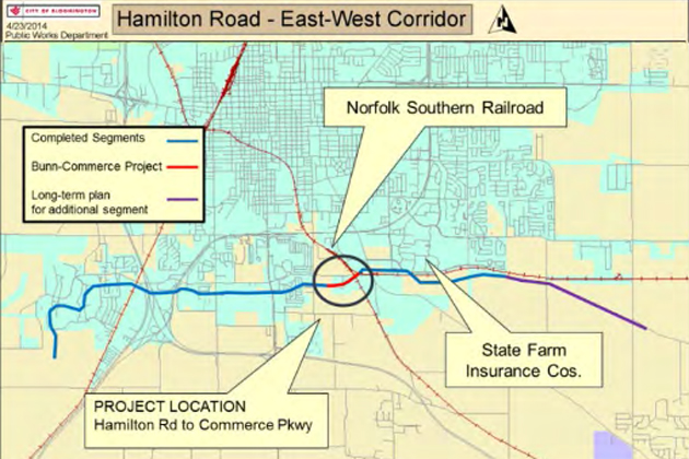 The Bloomington City Council will consider a phase one study into the Hamilton Road extension project. (Photo courtesy City of Bloomington)
