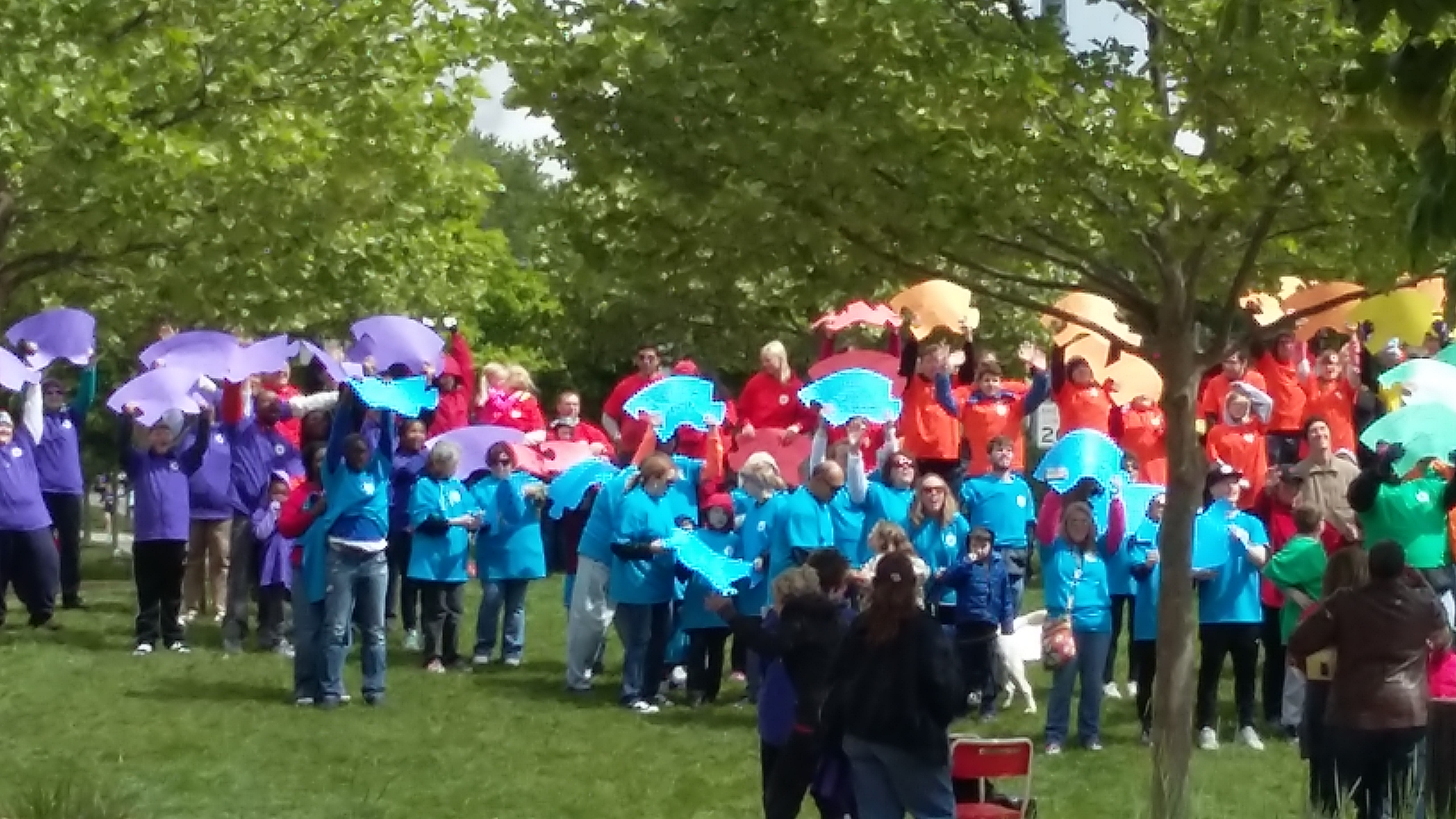 Supporters of an Autism Friendly Community gathered in Uptown Circle. (Terry James/WJBC)