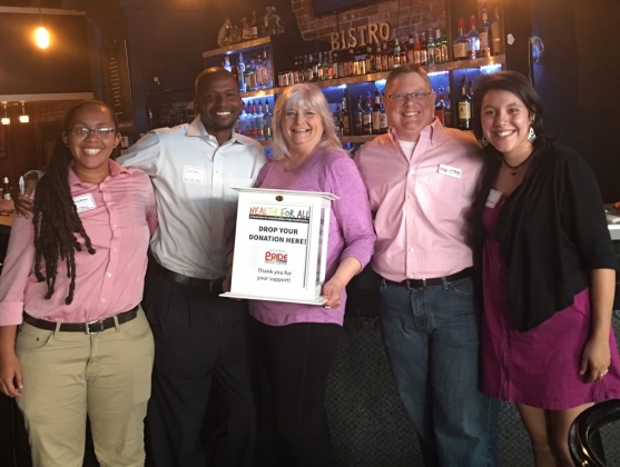Friends of the Bloomington-based LGBTQ health advocacy group Central Illinois Pride Health Center gathered at The Bistro Wednesday evening. (Photo by Sam Thomas/WJBC)