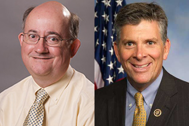 Junius Rodriguez (left) and Darin LaHood discussed jobs and other issues during a Monday forum in Springfield. (Photos courtesy Junius Rodriguez, Darin LaHood)