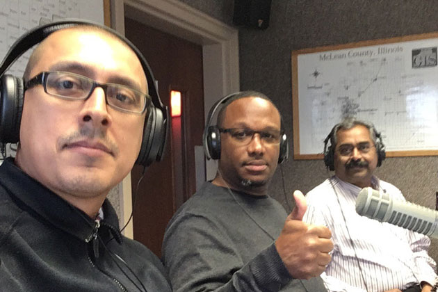 Town of Normal Human Relations Committee members Albert Espinoza, Quincy Cummings, and Mondava Rao.