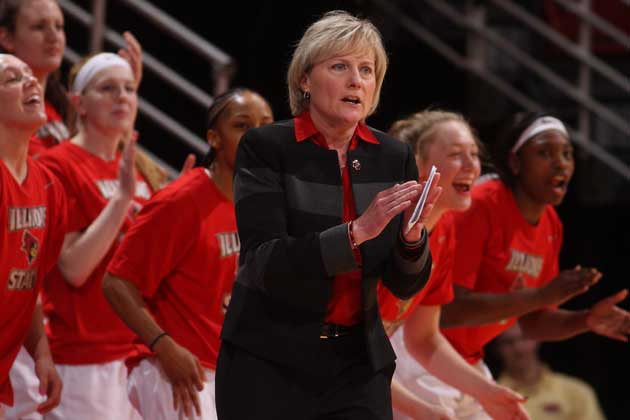 ISU coach Barb Smith hopes to guide the Redbirds to a win today at Indiana State (Photo courtesy GoRedbirds.com)