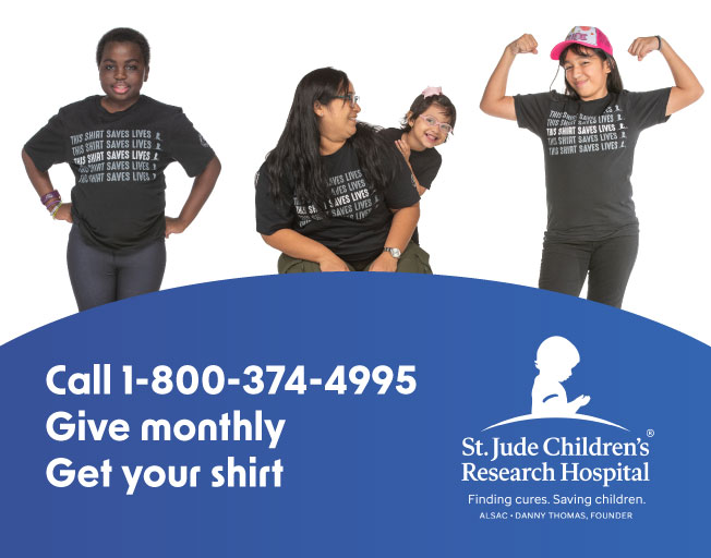 Call 1-800-374-4995 to become a Partner in Hope for St. Jude